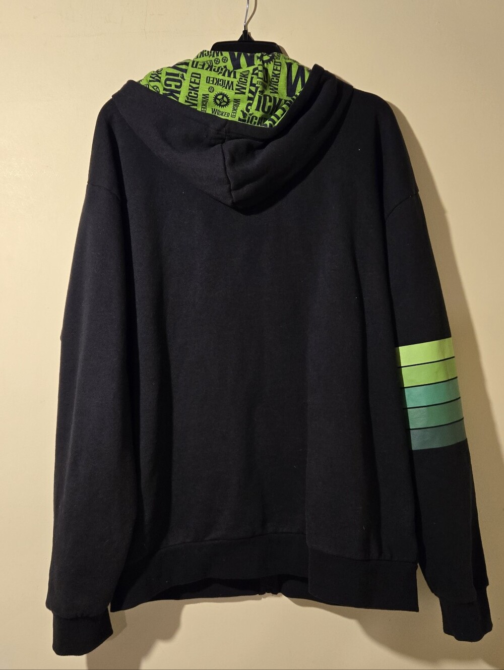 Disney Wicked Black Zip-Up Hoodie with Lime Green Accents. - Picture 5 of 5